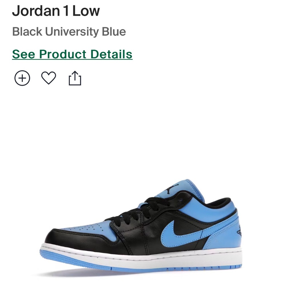 Jordan 1 low black and university blue men’s 10